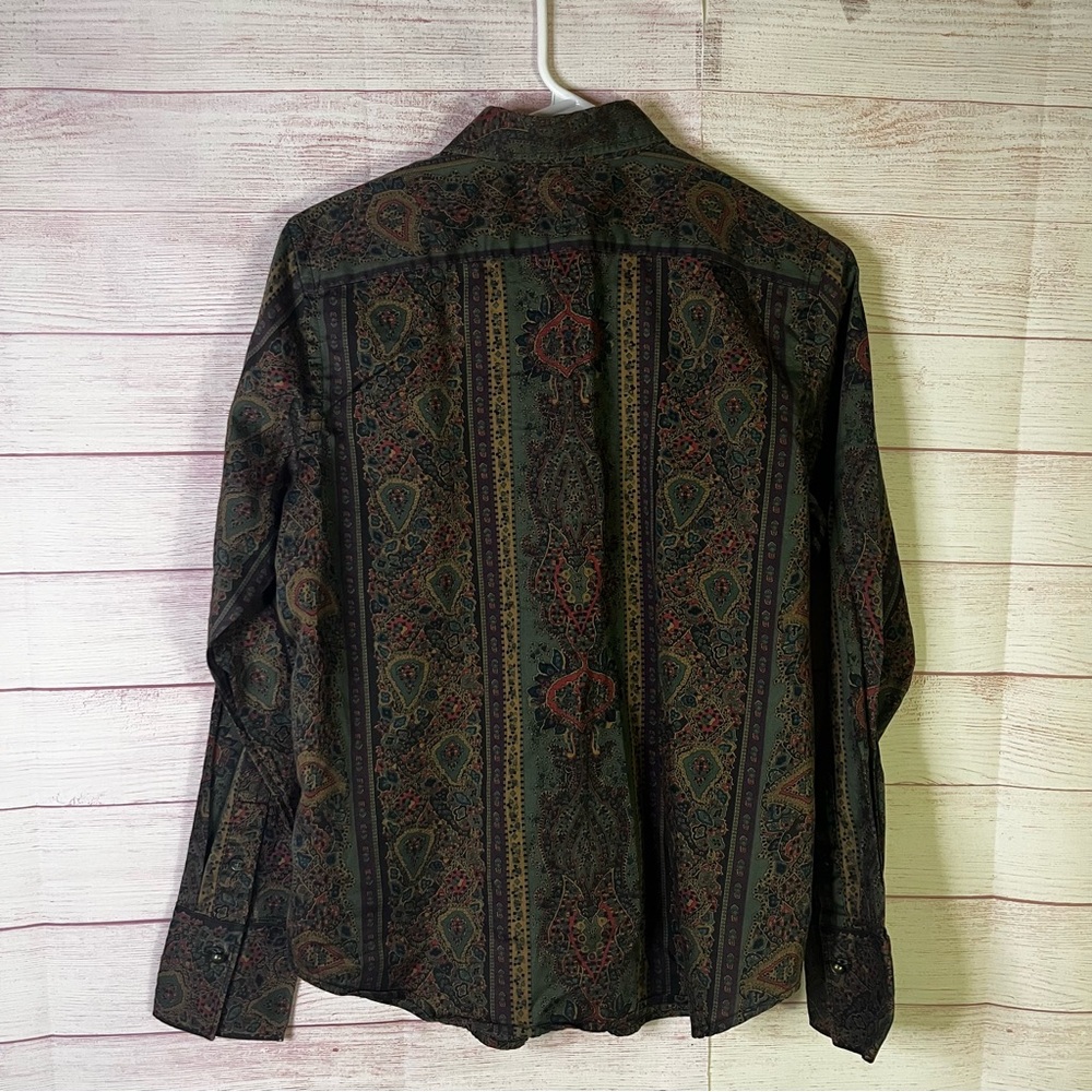 Lauren Ralph Lauren 100% Cotton Paisley Long Sleeve Button Down Shirt Medium - Picture 5 of 5